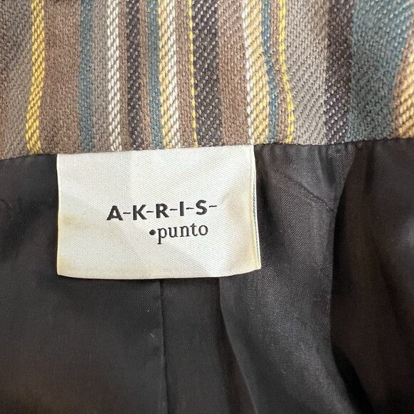 Akris Punto Womens Jacket Blazer Sz 10 Wool Snap Button Up Striped Multicolor - Picture 7 of 16